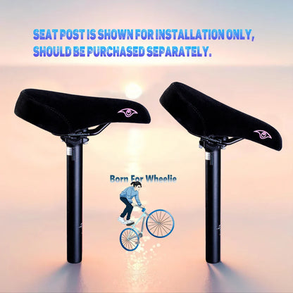 Funsea Wheelie Bike Seat – Pink Flannelette Stunt Saddle for Girls with 8mm Rail & Embroidered Logo
