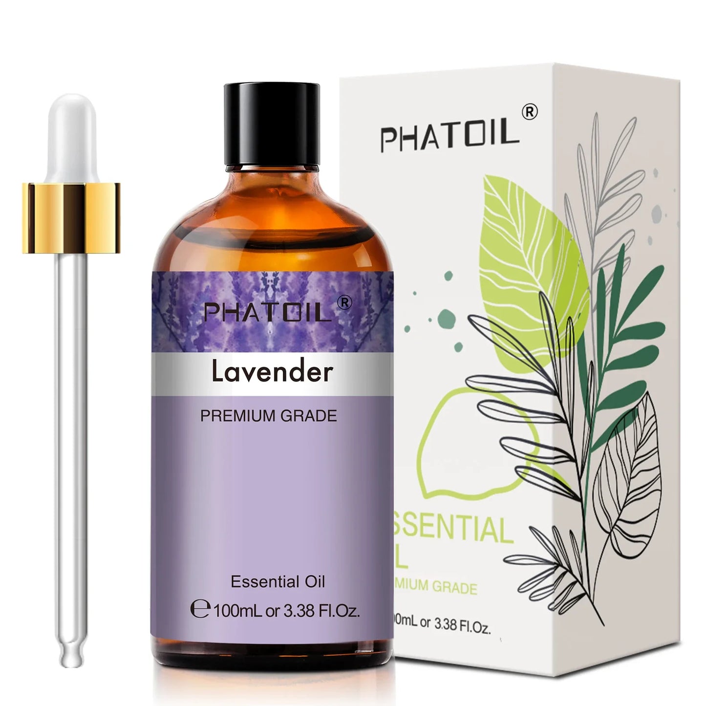 PHATOIL 100ml Aromatherapy Essential Oil Set – Lavender, Rose, Vanilla, Eucalyptus, Sandalwood & Pine Needles for Diffusers & Candle Making