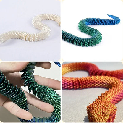 3D Printed Movable Joint Snake Figurine — Simulation Fidget Toy, Office Desktop Ornament, 2025 New Year Gift Craft