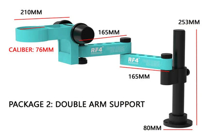 RF4 RF-FO19 Stereo Microscope – Articulating Arm, 360° Rotatable, Universal Both Arms Stand, Telescopic Lifting for Maintenance & Detection