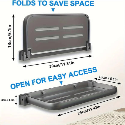 Foldable Aluminum RV Drop-Down Shelf – Space-Saving Wall Storage Rack for Campers & RV Organization