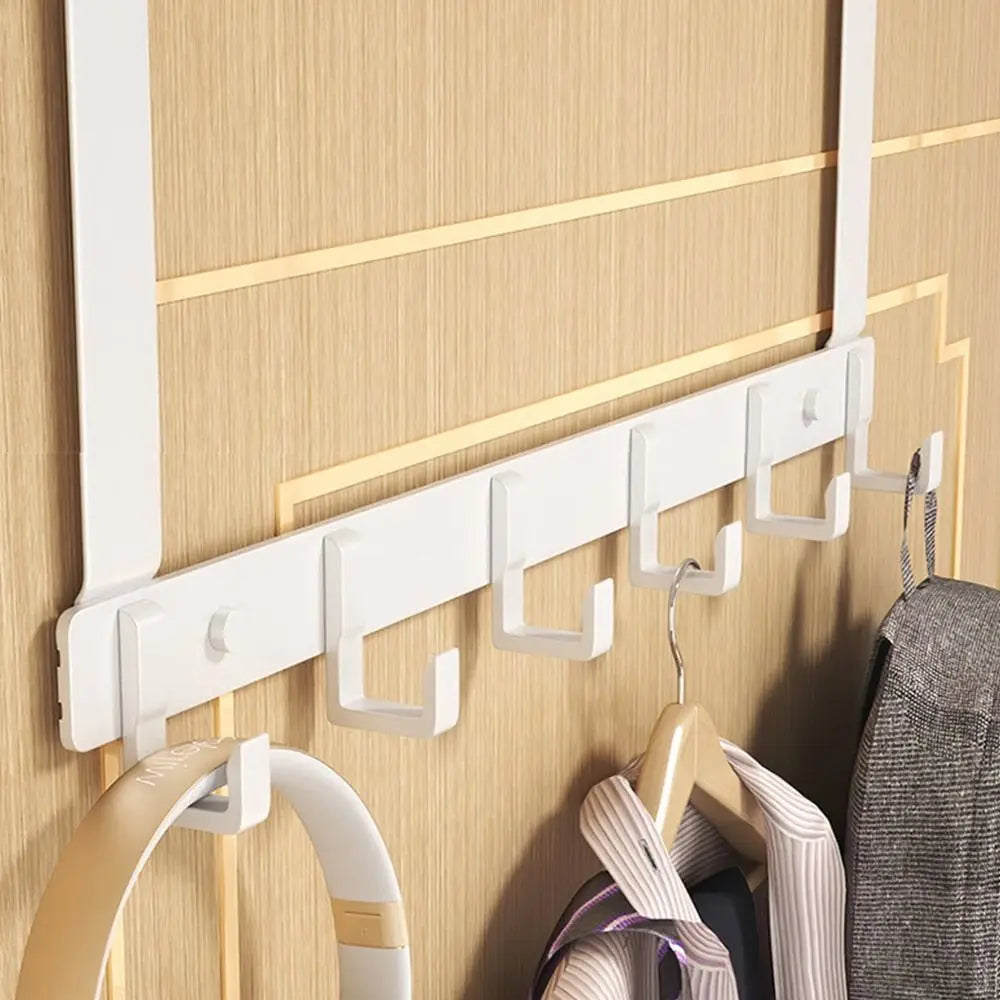 6-Hook Over-The-Door Organizer Rack for Clothes, Coats, Hats, Towels - Home and Kitchen Accessories Holder