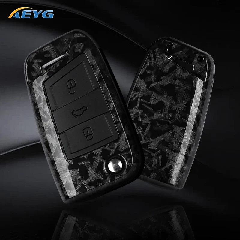 ABS Carbon Fiber Car Key Cover for VW, SEAT & Skoda – Fits Golf 7 MK7, Tiguan MK2, Ateca, Leon FR 2, Ibiza, Octavia