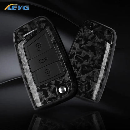 ABS Carbon Fiber Car Key Cover for VW, SEAT & Skoda – Fits Golf 7 MK7, Tiguan MK2, Ateca, Leon FR 2, Ibiza, Octavia