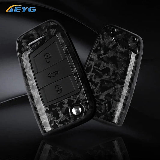 ABS Carbon Fiber Car Key Cover for VW, SEAT & Skoda – Fits Golf 7 MK7, Tiguan MK2, Ateca, Leon FR 2, Ibiza, Octavia