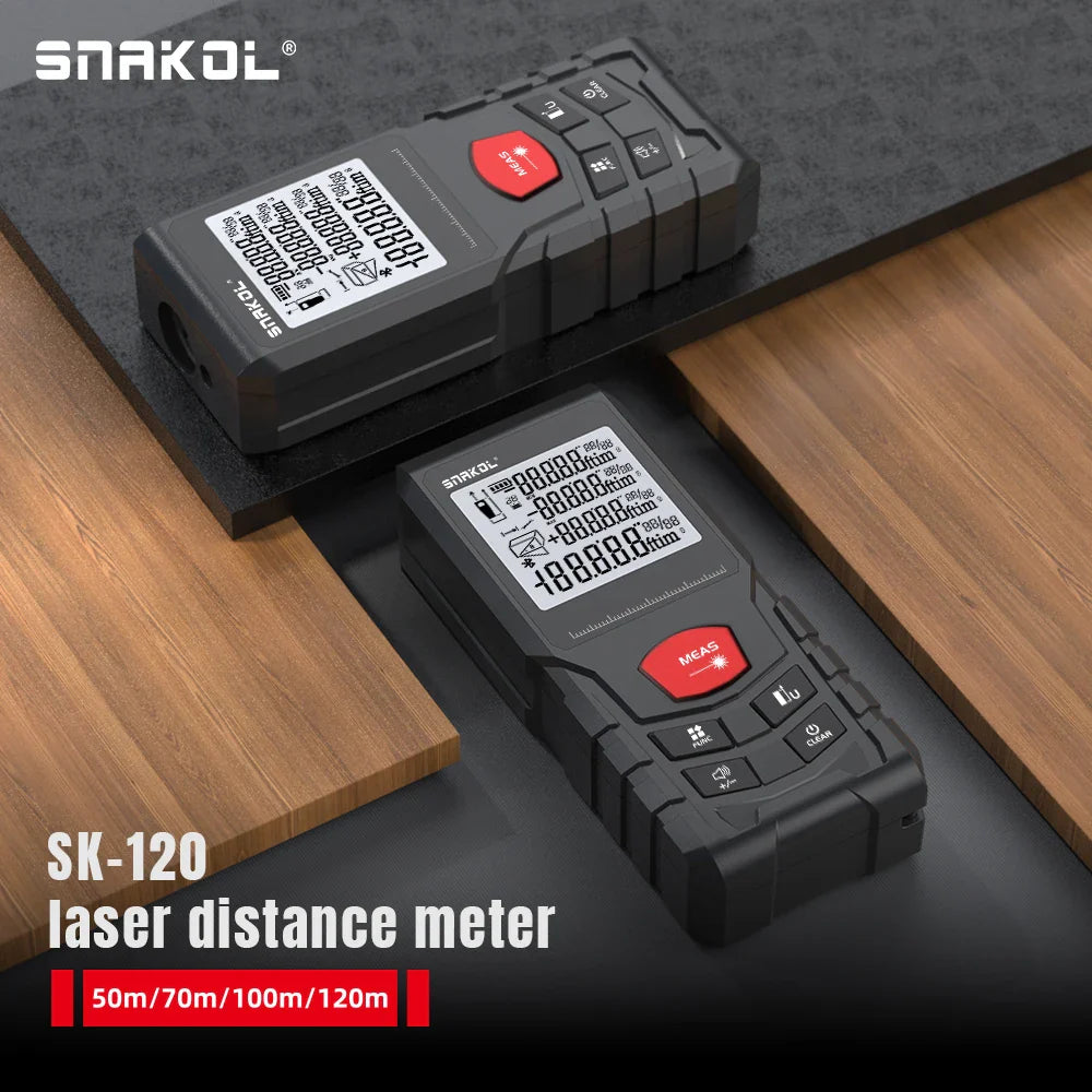 Snakol Laser Tape Measure – 50M/70M/100M/120M Digital Rangefinder for Professional Use, Laser Distance Meter Ruler