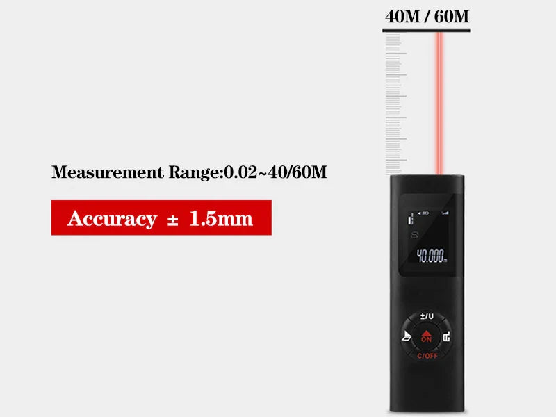 40M/60M Mini Smart Laser Distance Meter | Portable USB Rechargeable Infrared Rangefinder