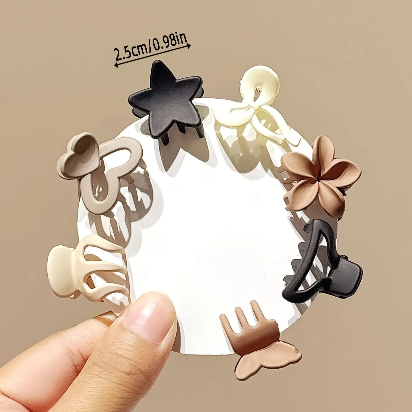 Beige Mini Hair Clips - Cute Mixed Pack for Girls, Daily Wear & Travel