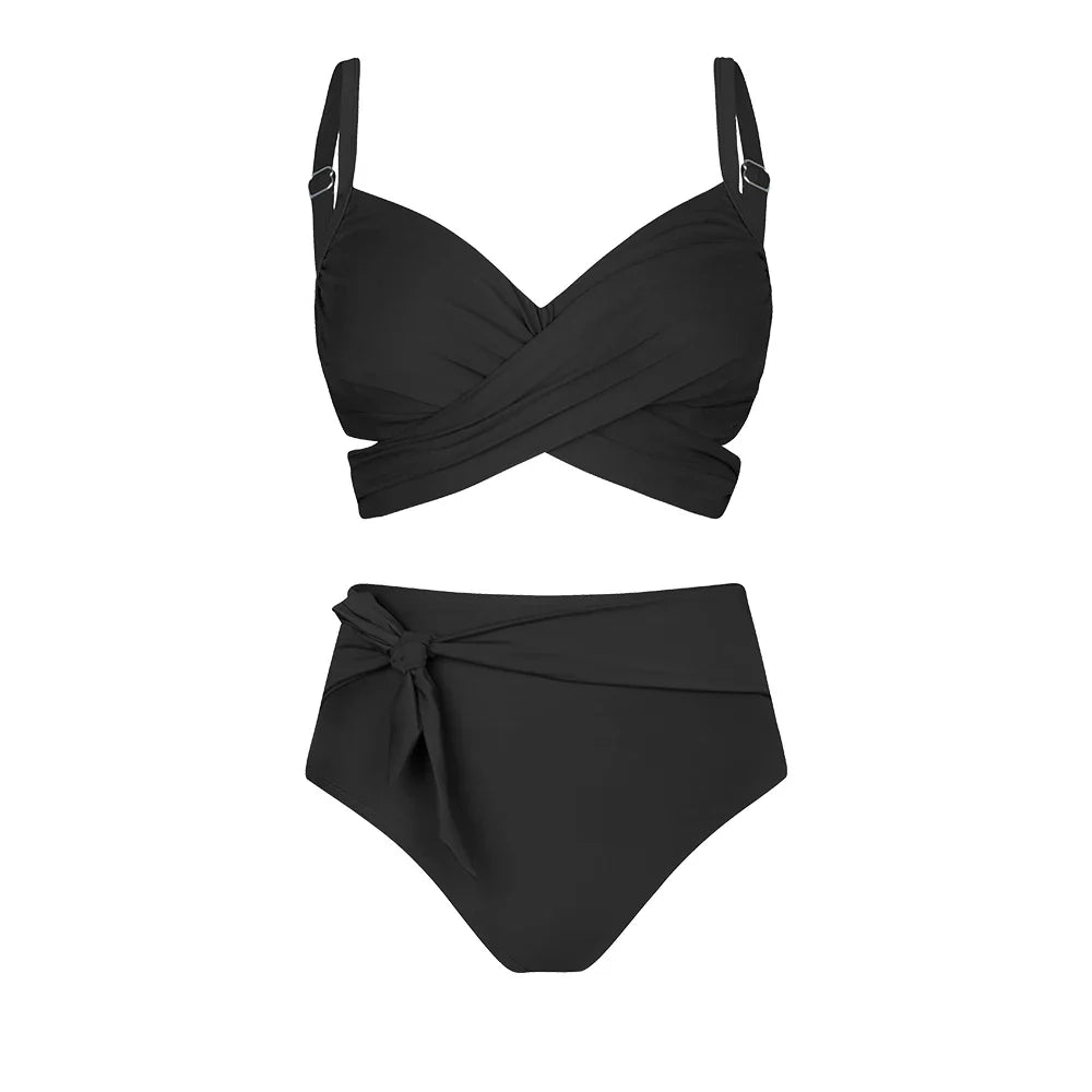 Cupshe Plus Size Wrap Tie High Waist Bikini Set – Women’s Large Size 3XL Two-Piece Swimwear Beach Bathing Suit