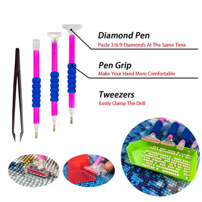28-Grid Diamond Painting Storage Box – With Funnel, Sticker, Pen, and Embroidery Accessories Container