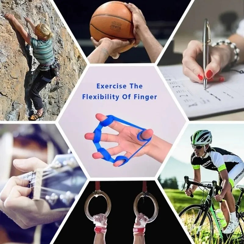 Silicone Finger Gripper - Hand Grip Resistance Band for Gym Workout & Strength Training | Wrist Stretcher & Five Finger Expander