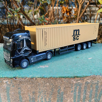 1:50 Large Diecast Alloy Truck Model – Pull-Back Container Toy with Sound & Light for Boys’ Gifts