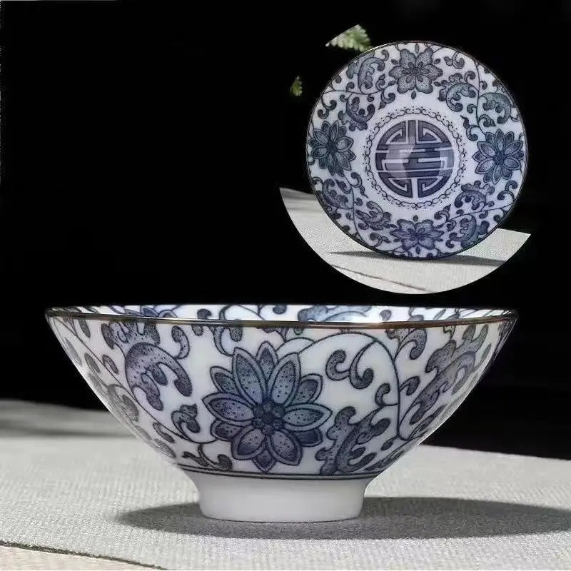 70ML Handmade Blue & White Porcelain Tea Cup – Dragon, Phoenix & Fish Pavilion Design for Chinese Kungfu Tea Ceremony