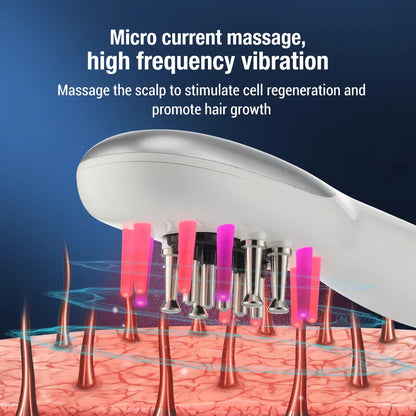 Electric EMS Scalp Massager Comb – LED Light Head Massager with Hair Oil Applicator for Relaxation & Hair Growth, Suitable for All Hairstyles