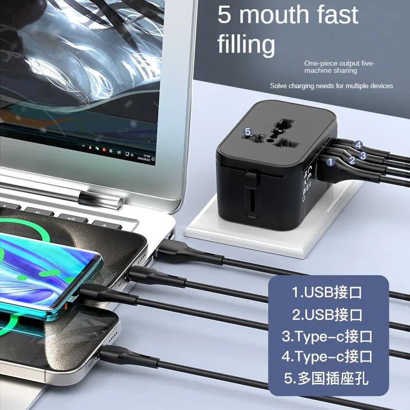 GaN Fast Charger Adapter — Multi-Port Global Travel Converter for Worldwide Use