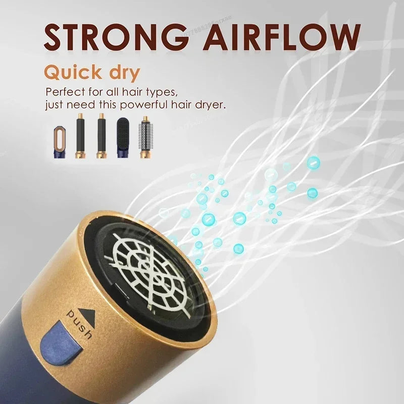 5-in-1 Hair Dryer Comb Set – Professional Hot Air Styler for Curling, Straightening & Volumizing Hair at Home