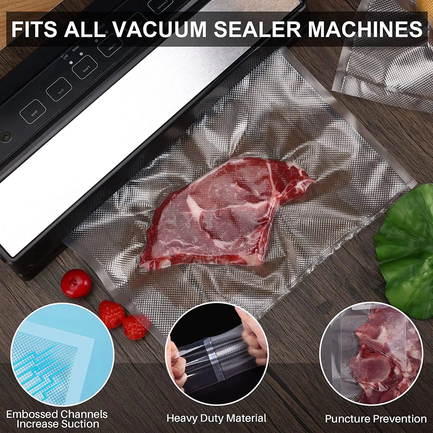 50pcs/Lot BPA-Free Food Vacuum Plastic Sealing Bags: Household Reusable Sealed Bags for Food Preservation - Vacuum Sealer Bag