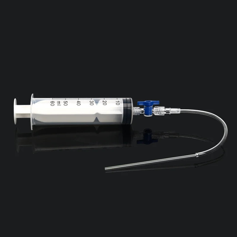 Bicycle Tubeless Tire Liquid Injection Tool — 60ML Syringe with Presta Valve Core Remover for MTB & Road Bikes