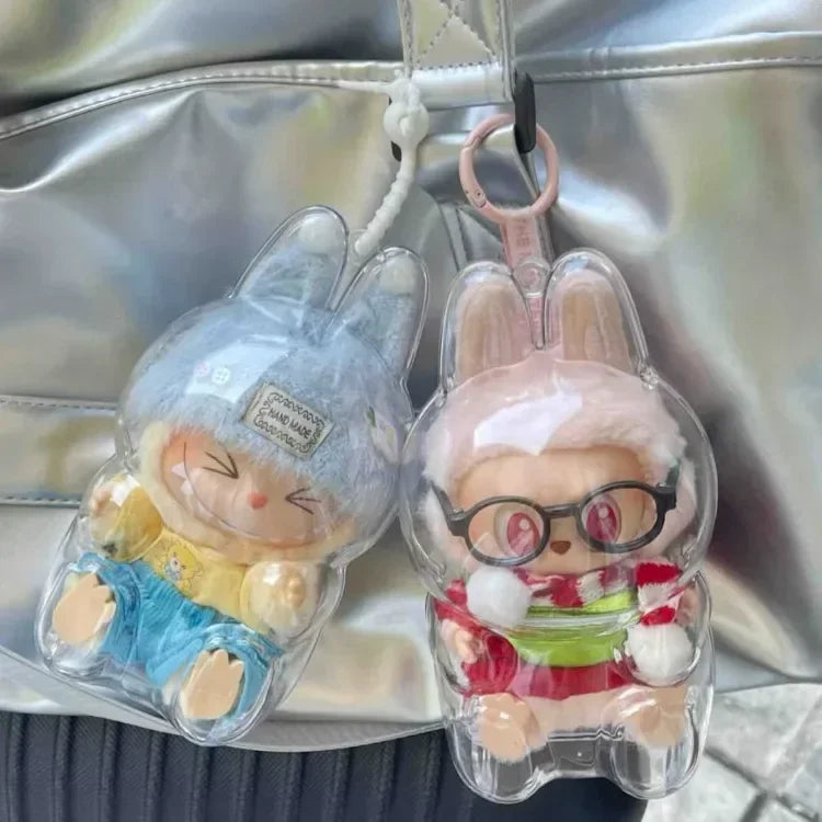 Labubu Transparent Protective Cover – Stuffed Toy Display Bag, Mini Portable Storage Box for Labubu I & II Dolls