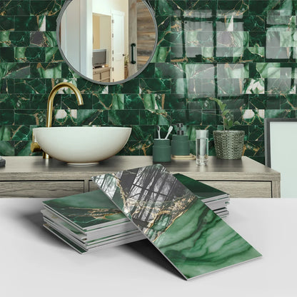 16PCS Marble Pattern Wall Stickers - Waterproof Oil-Proof PET Foam Kitchen Backsplash & Decorative Wallpaper Panels