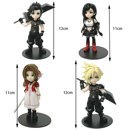 Anime 11-12cm Final Fantasy Figure Set – Cloud, Tifa, Aerith & Zack PVC Collectible Toy