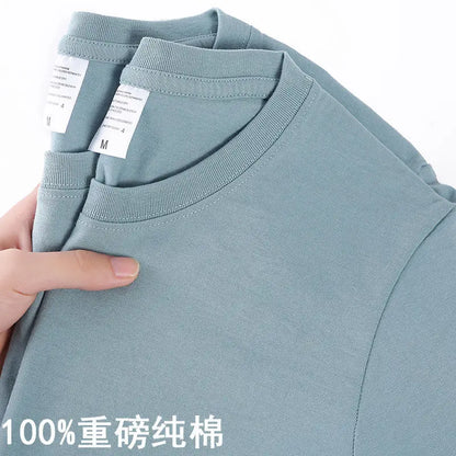 100% Cotton Unisex T-Shirt – Solid Color O-Neck Short Sleeve Tops for Men & Women, Summer Korean Loose Fit M-4XL