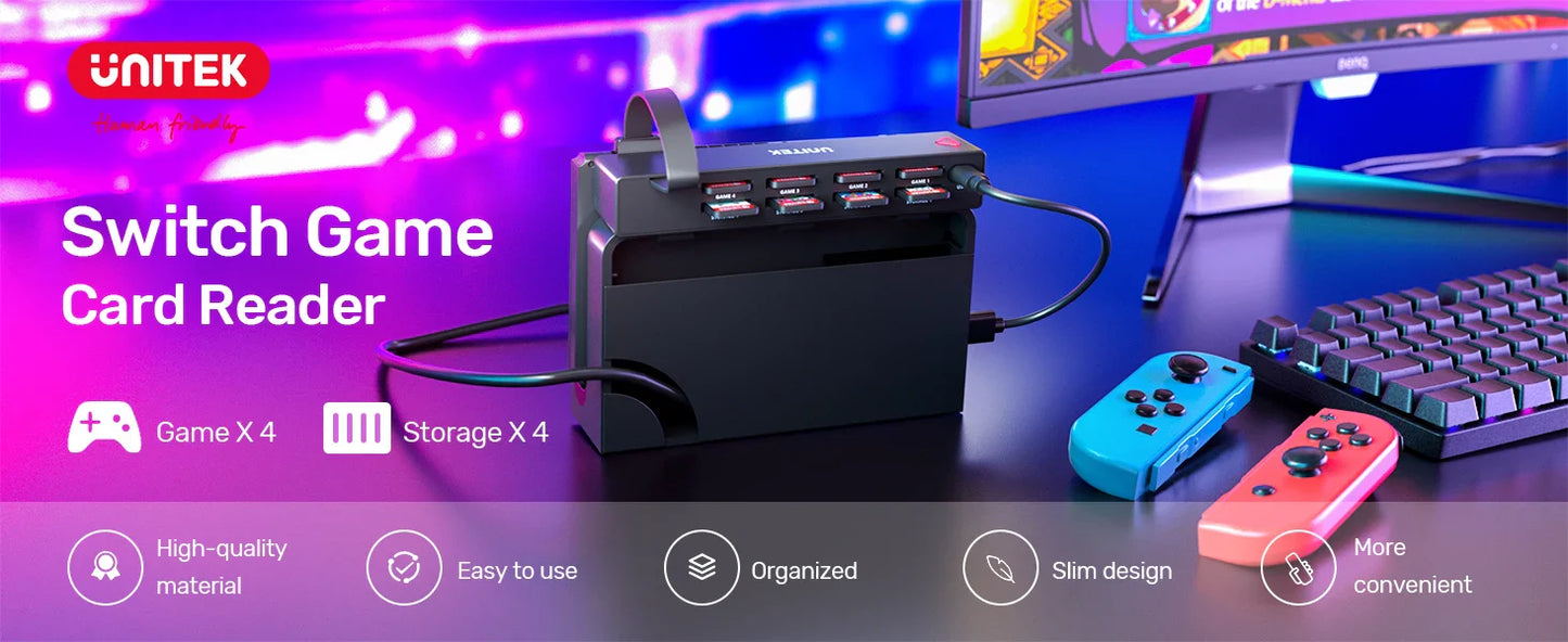 Unitek D1100A Game Card Reader for Nintendo Switch OLED — One-Button Multi-Game Switcher Adapter Accessory