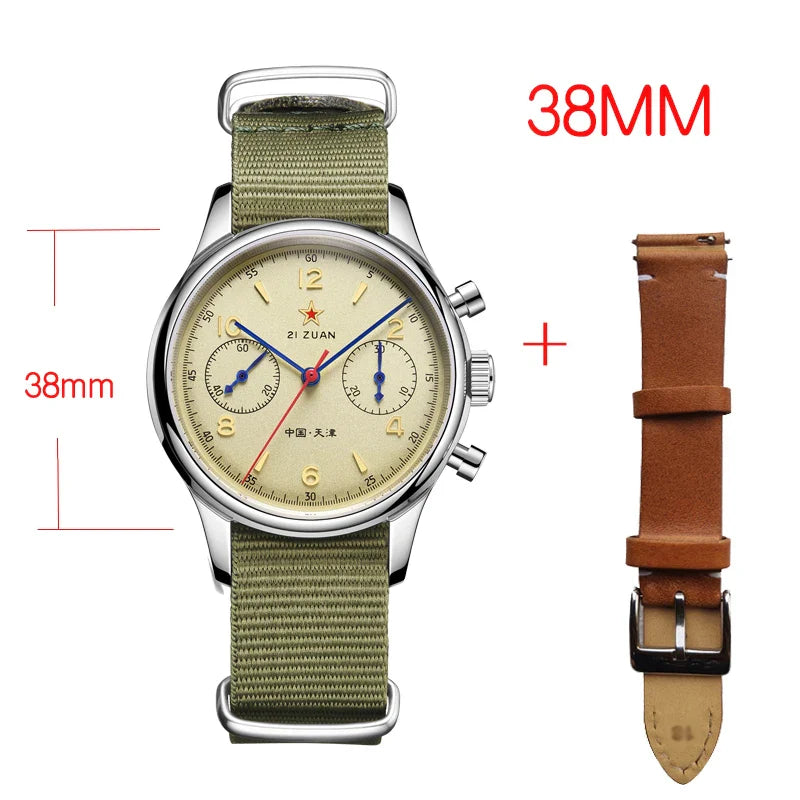 40mm 1963 Pilot Aviation Mechanical Chronograph — Original Seagull ST1901 Movement Men's Sapphire Vintage Watch