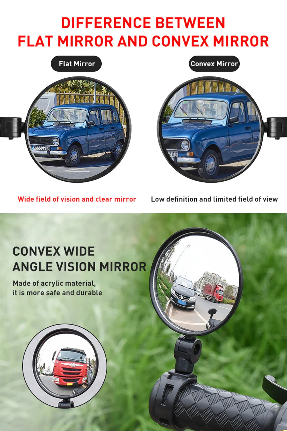 Bicycle & Electric Scooter Rearview Mirror | Rear Mirror for Xiaomi Scooter & Ninebot Bike Accessory