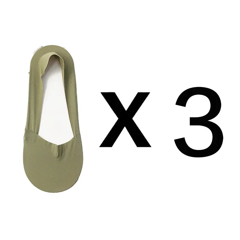 3 Pairs Women's Invisible Low-Cut Socks – Breathable Non-Slip Cotton No-Show Summer Socks