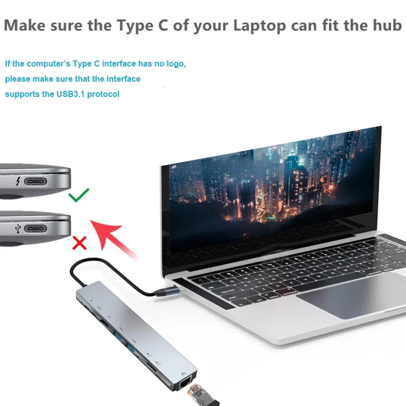 USB-C Hub Thunderbolt 3 Docking Station Splitter – Laptop Adapter for MacBook Air M1 & iPad Pro