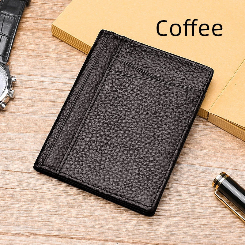 YUECIMIE Super Slim Leather Wallet – Genuine Mini Credit Card Holder, Thin Soft Purse for Men