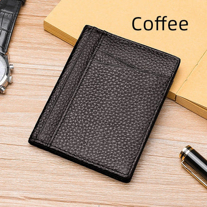 YUECIMIE Super Slim Leather Wallet – Genuine Mini Credit Card Holder, Thin Soft Purse for Men