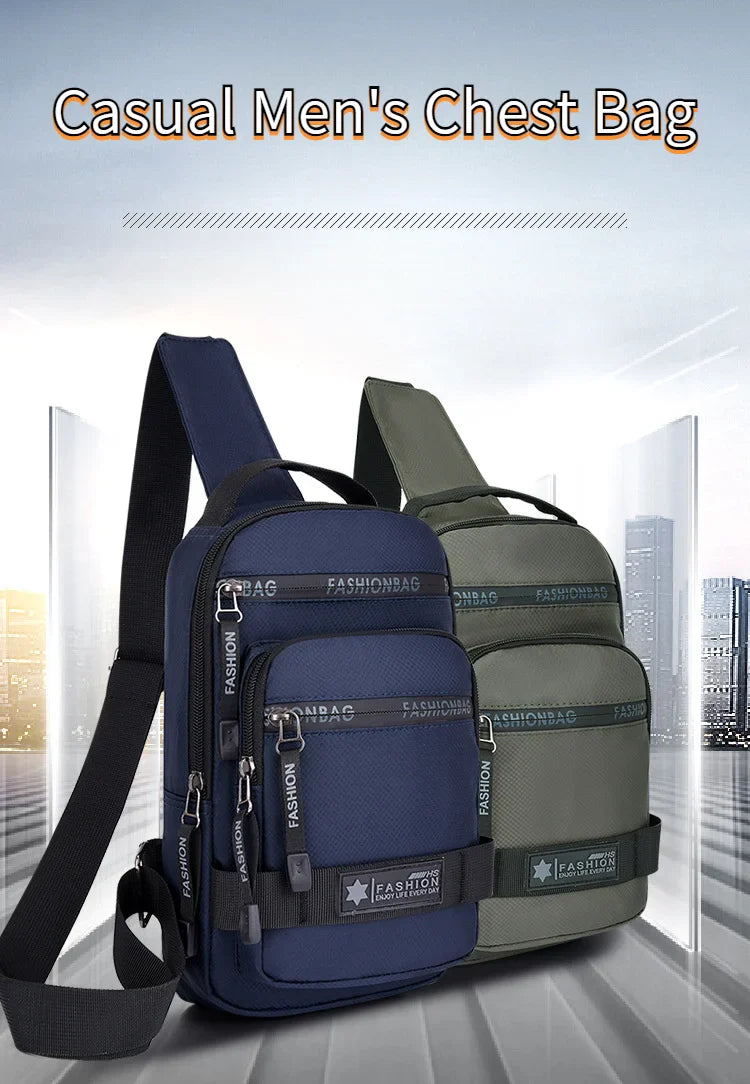 Men’s Chest Bag – Large Capacity Lightweight Nylon Crossbody Shoulder Backpack for Travel, Korean Style
