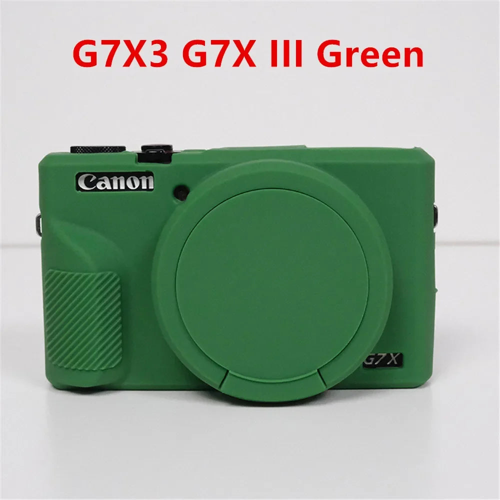 Canon G7X Mark II Silicone Camera Case - Soft Rubber Protective Skin Cover with Lens Protector for G7XII G7X2 G7X3 G7XIII