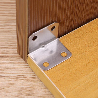 50/10PCS Universal Stainless Steel Corner Bracket | 90 Degree Right Angle Fixed Bracket for Wood Furniture, Bedframe, Cabinet Accessories