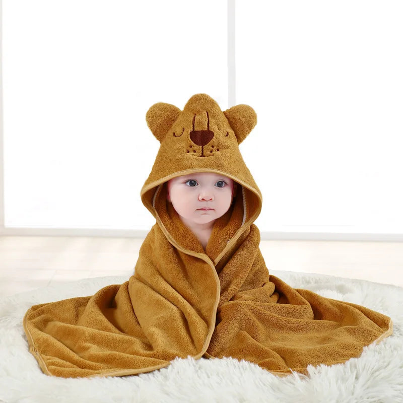 Animal Baby Bathrobe – Soft, Quick-Absorbent Hooded Coral Velvet Sleeping & Cuddle Robe for All Occasions