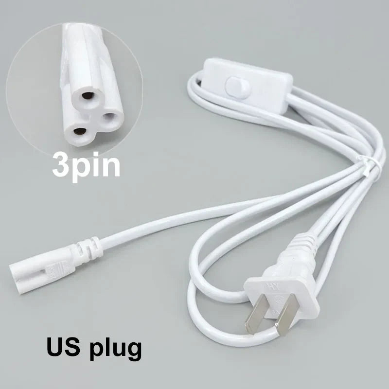 2/3 Pin AC Switch Cable – ON/OFF Power Extension Wire for T5/T8 LED Tube Lighting with EU/US Plug Connector