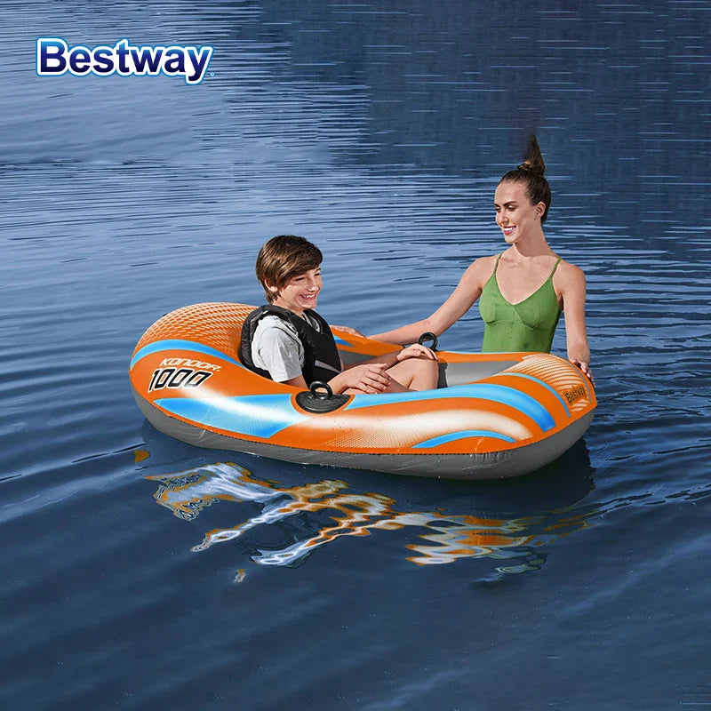 Bestway 61136/61140/61142/61146 Heavy-Duty Inflatable Kayak – 1-3 Person PVC Rafting Boat for Adventure & Thrilling Rides