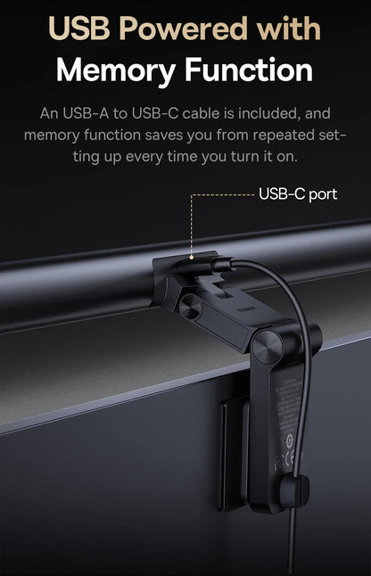 Baseus Magnetic USB Computer Screen Light – Hanging LED Desk Lamp for Monitor, Laptop, and Reading