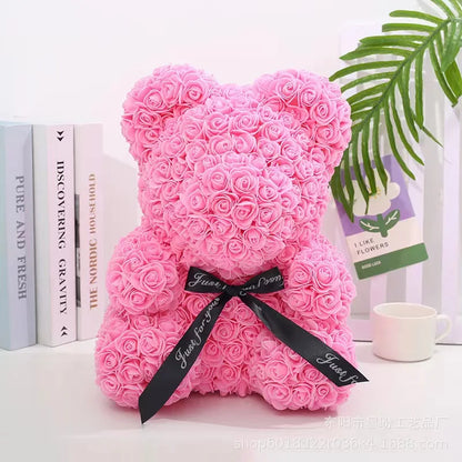 Romantic Eternal Flower Rose Bear — Creative Valentine’s Day & Christmas Gift, Wedding Decoration Hug Bear with Roses