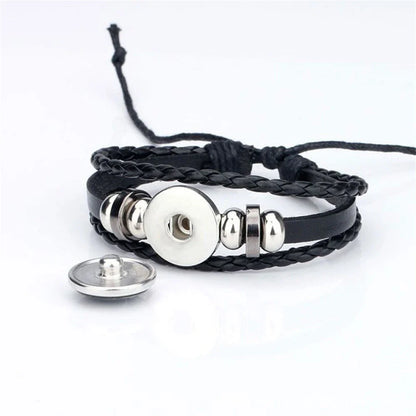 New Men's 12 Constellation Black Braided Leather Bracelet – Punk Style Zodiac Sign Multilayer Wrap Bracelet for Birthday Gifts