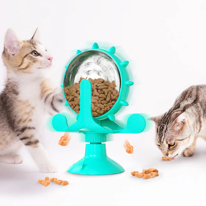 Interactive Cat and Small Dog Treat Leaking Toy: Slow Feeder Dispenser with Rotatable Wheel for IQ Improvement - Fun Kitten and Puppy Accessories