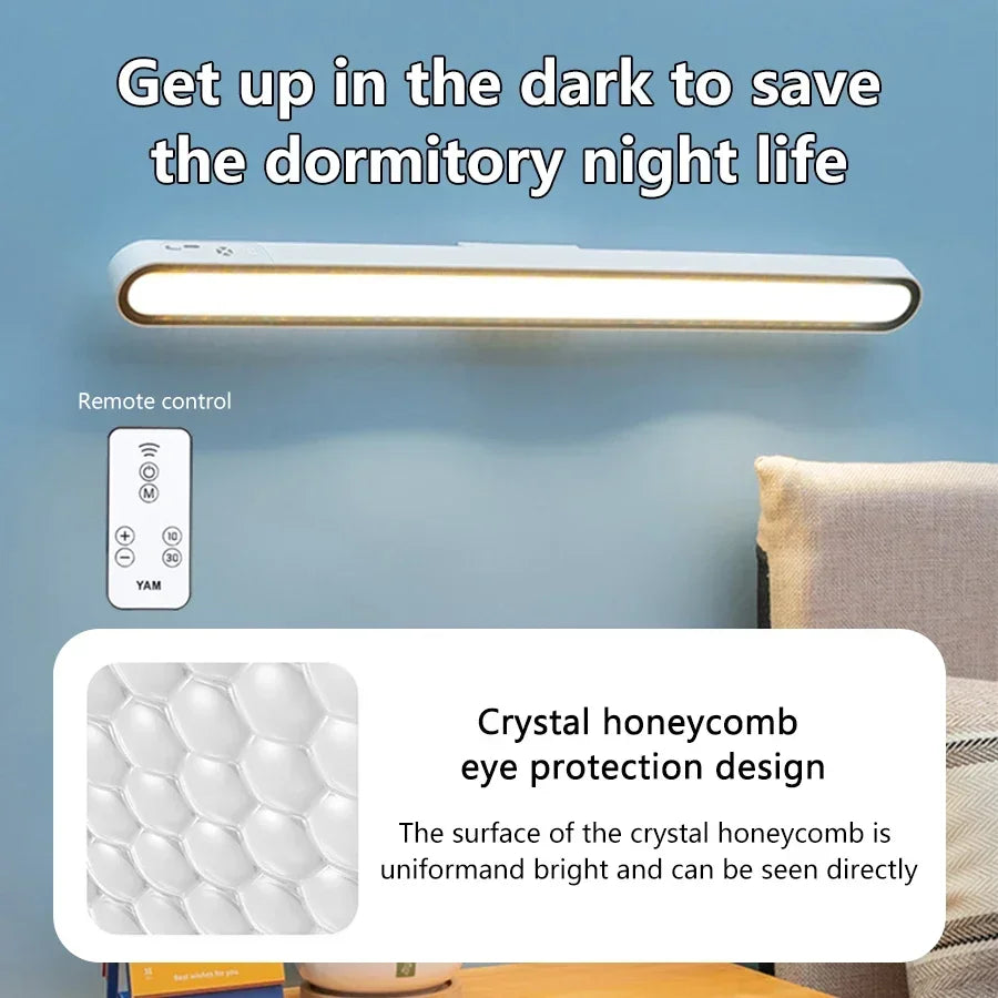 Remote Magnetic Desk Lamp – USB Rechargeable LED Table Light with Stepless Dimming for Reading & Study