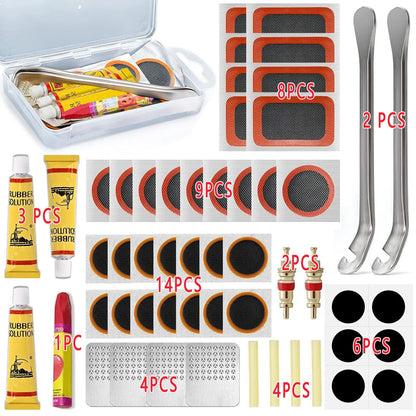 Bike Tire Repair Kit – Patches, Grinding Film, Crowbar & Multifunctional Tools for Cycling Repairs