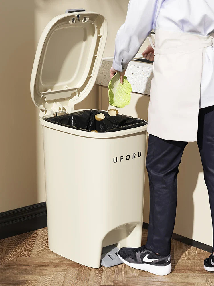 10L/20L Double Pedal Trash Can – Large Capacity Kitchen & Bathroom Bin with Lid, Foot/Push Type
