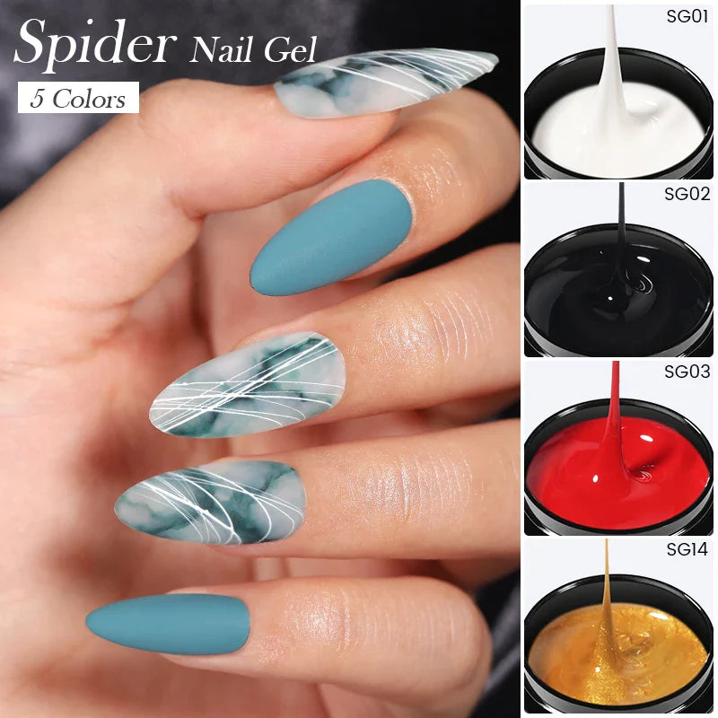 BORN PRETTY Spider Wire Gel Nail Polish 5ml - Flower Drawing & Creative Point-to-Line Nail Art Gel Varnish