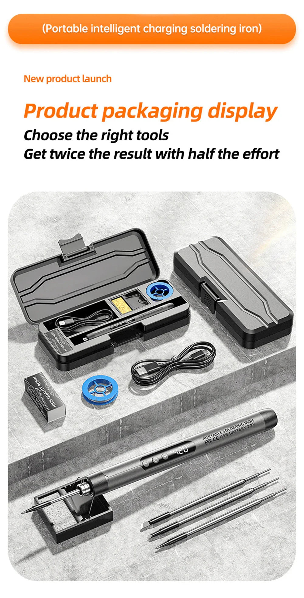 USB Type-C Mini Soldering Iron Set – 5V 8W Electric Soldering Tool with Digital Display & Adjustable Temperature