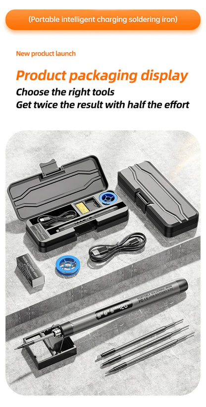 USB Type-C Mini Soldering Iron Set – 5V 8W Electric Soldering Tool with Digital Display & Adjustable Temperature