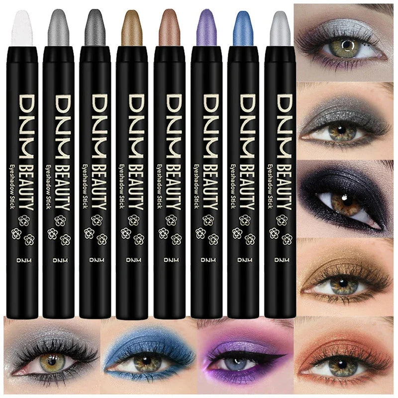 16-Color Pearlescent Eyeshadow Sticks – High Pigment Waterproof Glitter Eye Makeup Pencil, Long-Lasting & Smudge-Proof